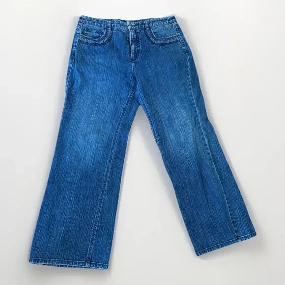 Talbots Petites Stretch Denim Jeans Dark Wash Straight Leg Women’s 12P - Picture 1 of 5